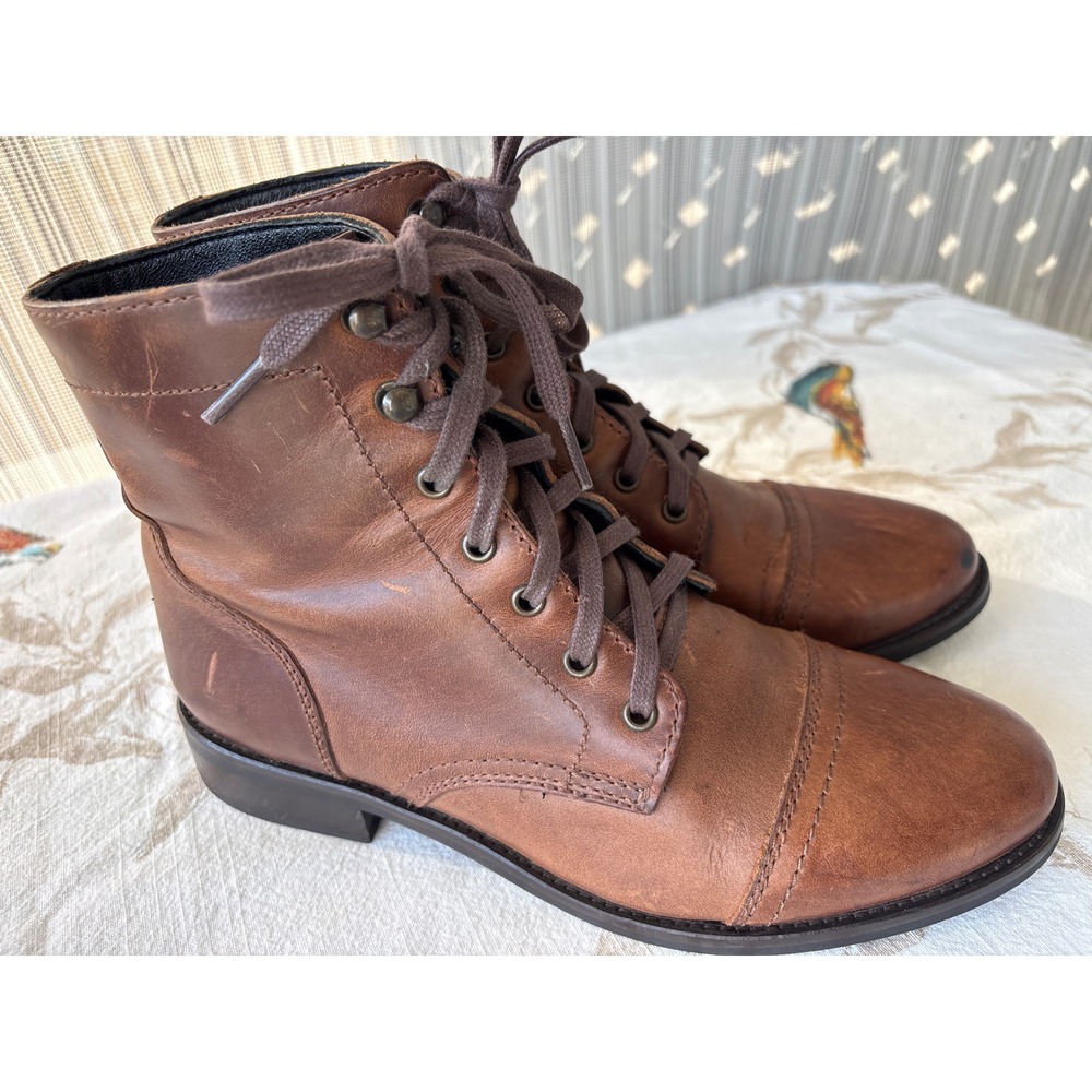 Thursday Boot Co Captain Women Brandy Leather Lace Up Cap Toe Ankle Boots 8